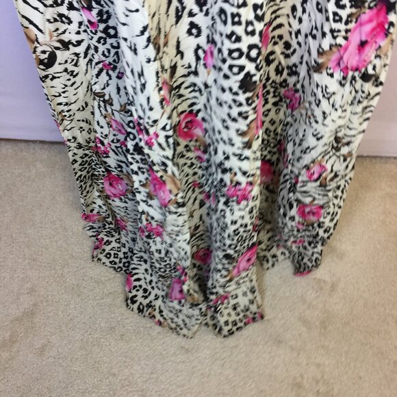 Neeru Kumar Maxi Skirt Sz S Womans White Black Pink Animal Floral Elastic Waist - Picture 10 of 14
